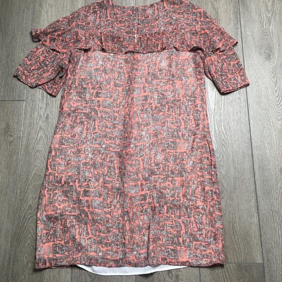 Reiss Womens Floral Above The Knee Ruffle Short Sleeve Mini Dress Lined US 8 - Picture 2 of 7